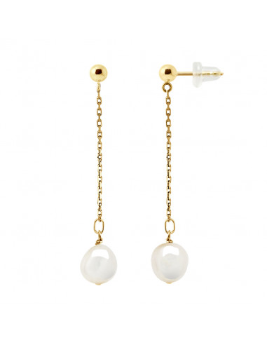 Boucles d'Oreilles Pendantes Perles Baroques 8-9 mm - Or 375 - MARAIS