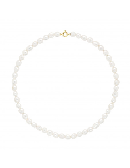 Colliers Rangs de Perles d'Eau Douce Baroques - Tailles de 6 à 9 mm - 45 cm - Anneau Marin - Or 375 - MARAIS