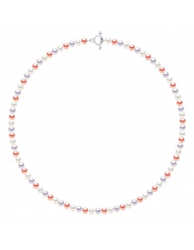 Collier Rang de Perles Semi Rondes 6-7 mm - 55 et 60 cm -  Argent 925 - HONFLEUR