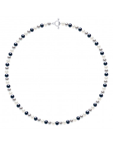 Collier Rang de Perles Semi Rondes 6-7 mm - 55 et 60 cm -  Argent 925 - HONFLEUR