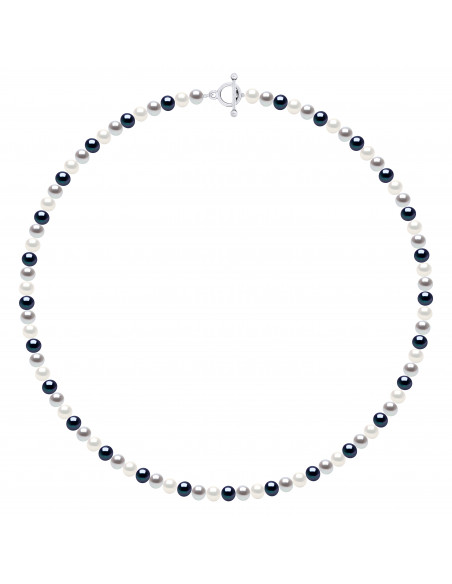 Collier Rang de Perles Semi Rondes 6-7 mm - 55 et 60 cm -  Argent 925 - HONFLEUR
