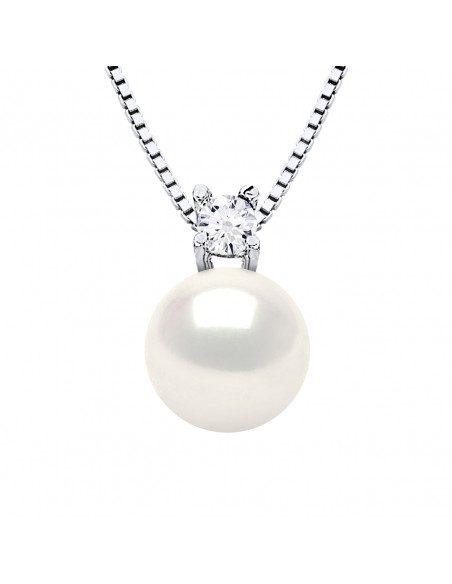 Necklace Jewelery Round Pearl 8-9 mm - Several Colors - Silver 925 - Monte Carlo