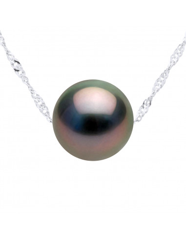 Collier Perle de Tahiti Ronde 9-10 mm - Chaîne...