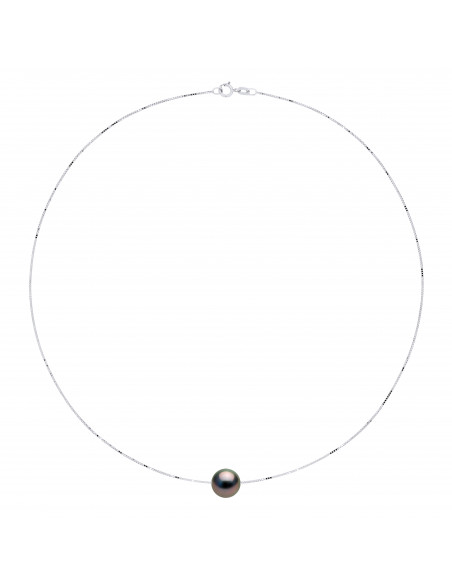 Tahitian Bead Necklace 10-11 mm - Venetian Chain - Gold 375 - Moorea