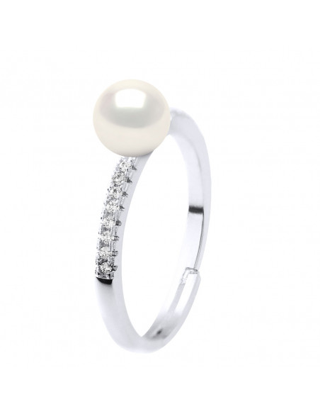 Bagues Joaillerie Perle Ronde 7-8 mm - Plusieurs Coloris - Argent 925 - ST GERMAIN