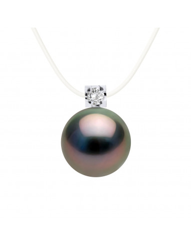 Tahiti Cord Link Necklace Round Pearl 8-9 mm -...