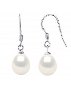 Pearl pear pears pear earrings 8-9 mm - System Hooks -...