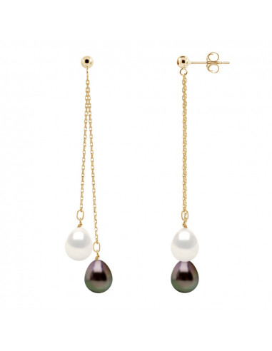 Boucles d'Oreilles Pendantes Perles de Tahiti...