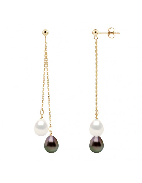 Tahitian pearl pearl earrings 8-9 mm - Strollers - Gold 375 - Barcares
