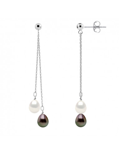 Boucles d'Oreilles Pendantes Perles de Tahiti...