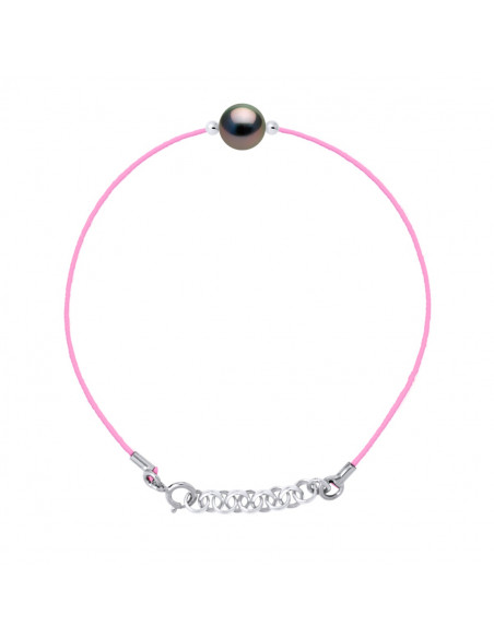 Bracelets Links Tahitian Bead Round 8-9 mm - Several Colors - Silver 925 - Rapenga