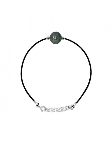 Bracelets Liens Cordon Perle de Tahiti Cerclée - Tailles de 8 à 11 mm - Argent 925 - PAENGA