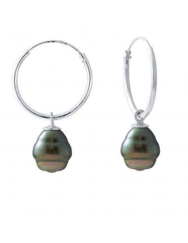 Boucles d'Oreilles Perles de Tahiti Cerclées...