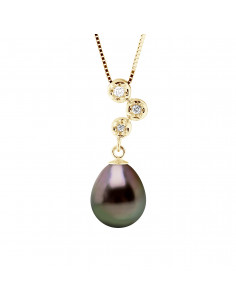 Prestige Pearl Necklace of Tahiti pear 8-9 mm - Diamonds...