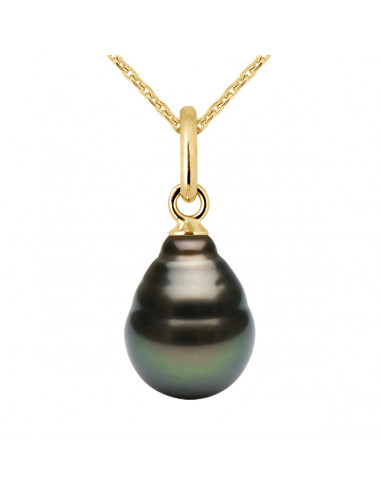 Pendentif Perle de Tahiti Poire 8-9 mm - Chaîne...