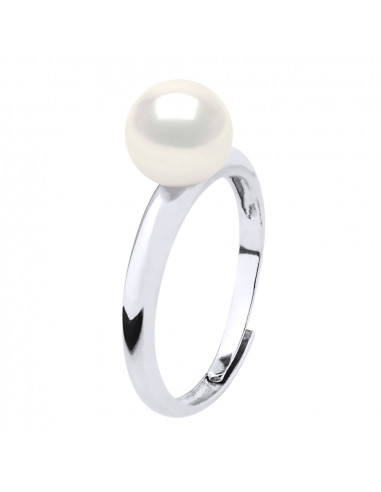 Bague Jonc Perle Ronde - Argent 925 - REINE JEANNE