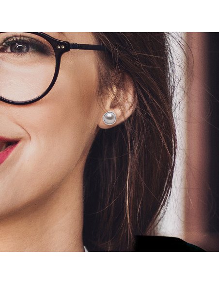 Boucles d'Oreilles Perles 10-11 mm - Entourage Guilloché - Or 375 - PALAISEAU