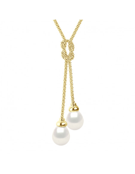 Prestige Necklace Pear Culture Beads 9-10 mm - Mesh Amandine Gold 750 - Dauphine
