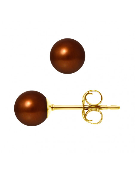 Round Earrings 7-8 mm - Strollers - Gold 375 - Montparnasse