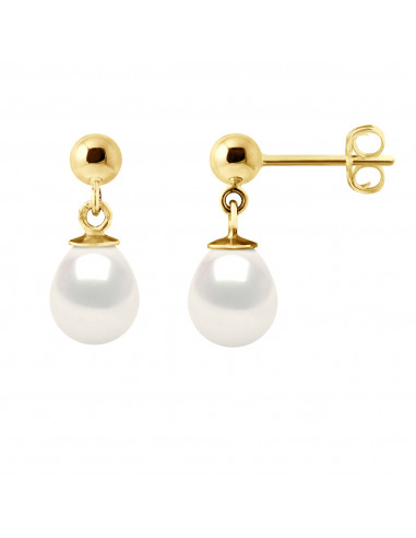 Boucles d'Oreilles Pendantes Perles Poires 7-8...