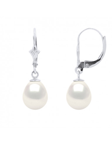 Boucles d'Oreilles Perles Poires 8-9 mm - Système Brisures - Or 750 - BRETEUIL