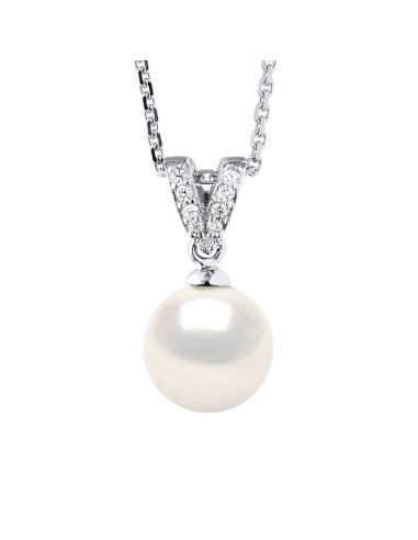 Collier Joaillerie Perle Ronde 9-10 mm - Plusieurs Coloris - Chaîne Forçat - Argent 925 - CANET