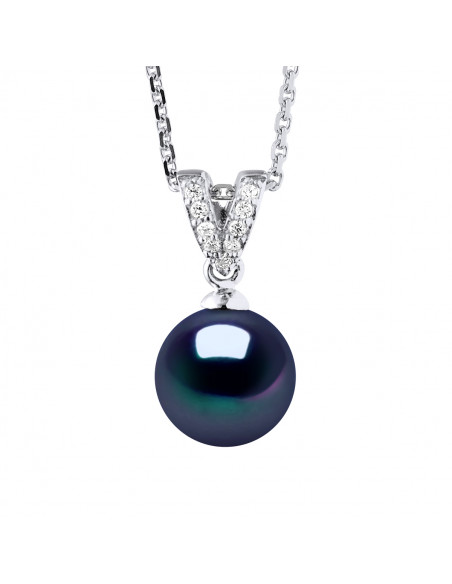 Jewelery Necklace Round Pearl 9-10 mm - Several Colors - Forçat Chain - Silver 925 - Canet