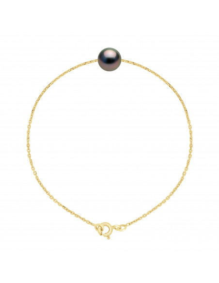 Bracelet Perle de Tahiti Ronde 8-9 mm - Chaîne Forçat - Or 375 - POERAVA