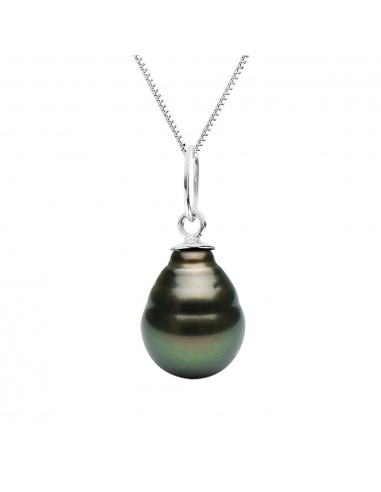 Pendentif Fin Perle de Tahiti Poire 9-10 mm -...
