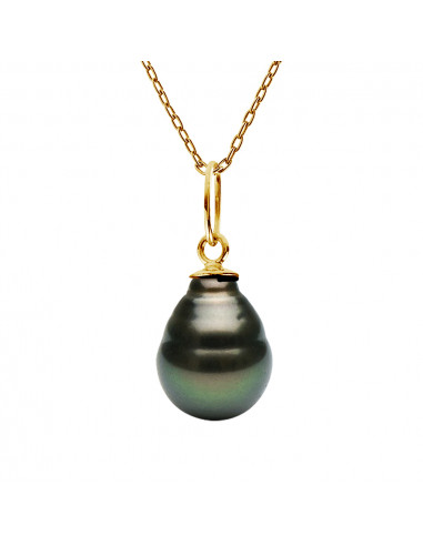 Pendentif Fin Perle de Tahiti Poire 9-10 mm -...