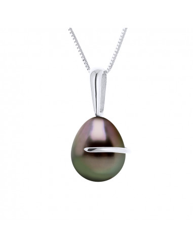 Pendentif Perle de Tahiti Poire 8-9 mm - Chaîne...