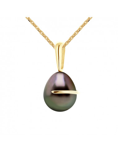Pendentif Perle de Tahiti Poire 8-9 mm - Chaîne...