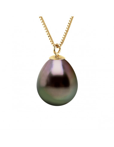 Collier Perle de TAHITI Poire 9-10 mm - Chaîne Vénitienne - Or 375 - PAPEETE