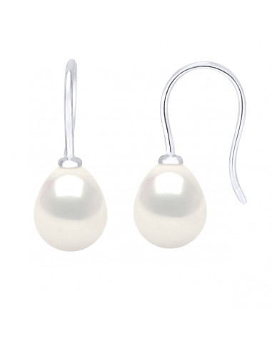 Boucles d'Oreilles Pendantes Perles 7-8 mm - Système Crochet - Or 750 - VINCENNES
