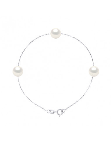 Bracelet Chainage 3 Perles Rondes 7-8 mm -...