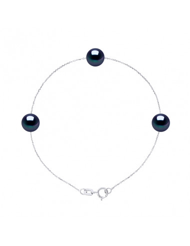 Bracelet Chainage 3 Perles Rondes 7-8 mm -...