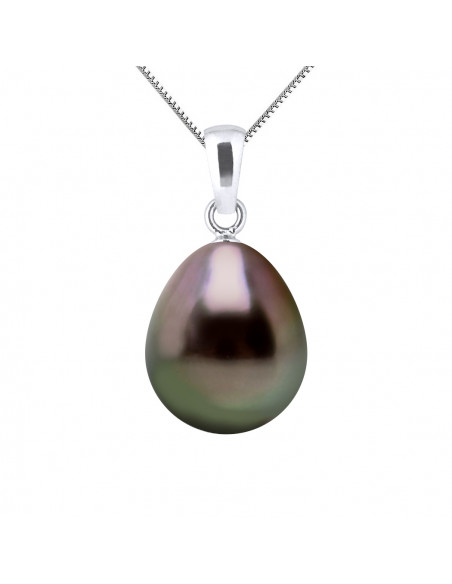 Pendentif Perle de Tahiti Poire 10-11 mm - Chaîne Offerte - Or 750 - HOA