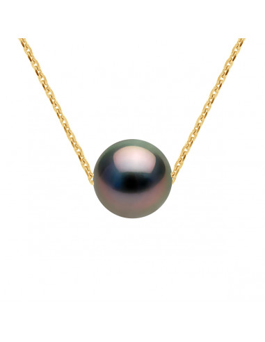 Collier Perle de Tahiti Ronde 8-9 mm - Chaîne Forçat - Or 375 - POERAVA