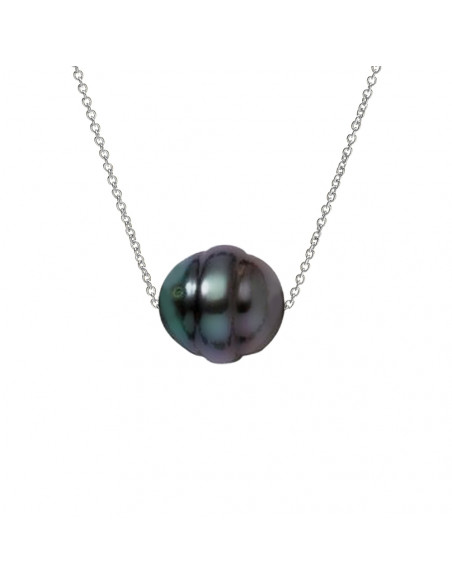 Colliers Perle de Tahiti Cerclée - Tailles de 9 à 11 mm - Chaîne Forçat - Or 375 - MANUREVA