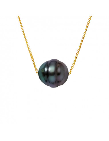 Colliers Perle de Tahiti Cerclée - Tailles de 9 à 11 mm - Chaîne Forçat - Or 375 - MANUREVA