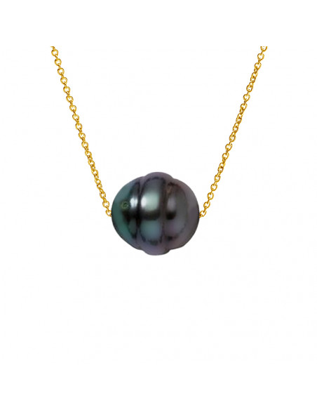 Colliers Perle de Tahiti Cerclée - Tailles de 9 à 11 mm - Chaîne Forçat - Or 375 - MANUREVA
