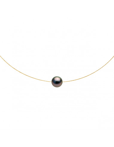 Collier Perle de Tahiti Ronde 10-11 mm - Câble Or 375 - IAORE