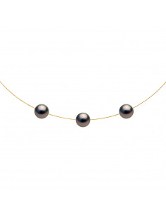 Necklace 3 Round Tahiti Beads 8-9 mm - Gold 375 - Takaru