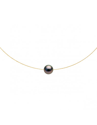 Collier Perle de Tahiti Ronde 9-10 mm - Câble...