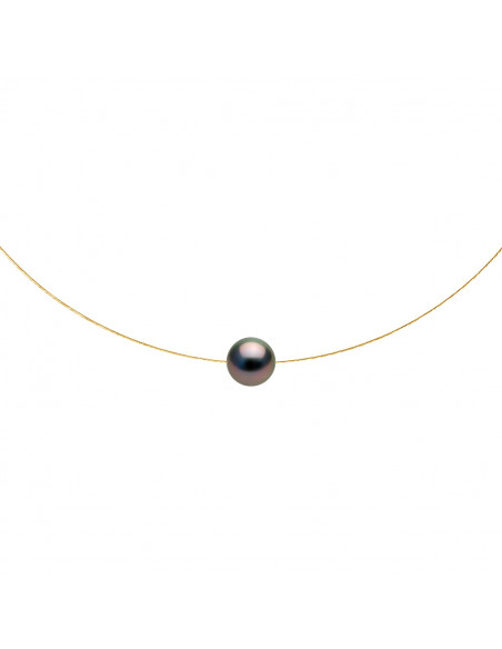 Collier Perle de Tahiti Ronde 9-10 mm - Câble Or 375 - IATEPA