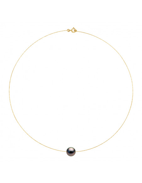 Collier Perle de Tahiti Ronde 9-10 mm - Câble Or 375 - IATEPA