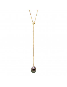 Tahitian pearl pear pear pear 8-9 mm necklace - Forçat...