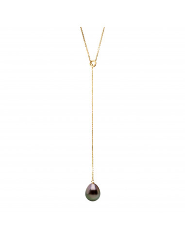 Collier Cravate Perle de Tahiti Poire 8-9 mm -...