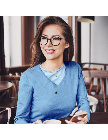 Tahitian pearl pear pear pear 8-9 mm necklace - Forçat chain - Gold 375 - Orana