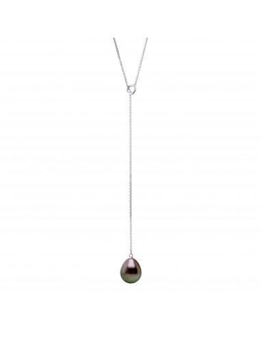 Collier Cravate Perle de Tahiti Poire 8-9 mm -...